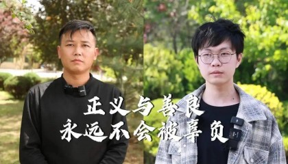 姜昭鹏完成补考后见了被救同学,两人互相对视着笑, “等康复了,一起吃个饭”